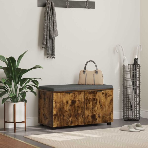 vidaXL Hallarbekk me&eth; p&uacute;&eth;i me&eth; geymslu Rau&eth;-eik 80 x 46 x 46 cm