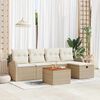 vidaXL Gar&eth;s&oacute;fa sett me&eth; p&uacute;&eth;i 6 pcs Drapplita&eth;ur Poly rattan