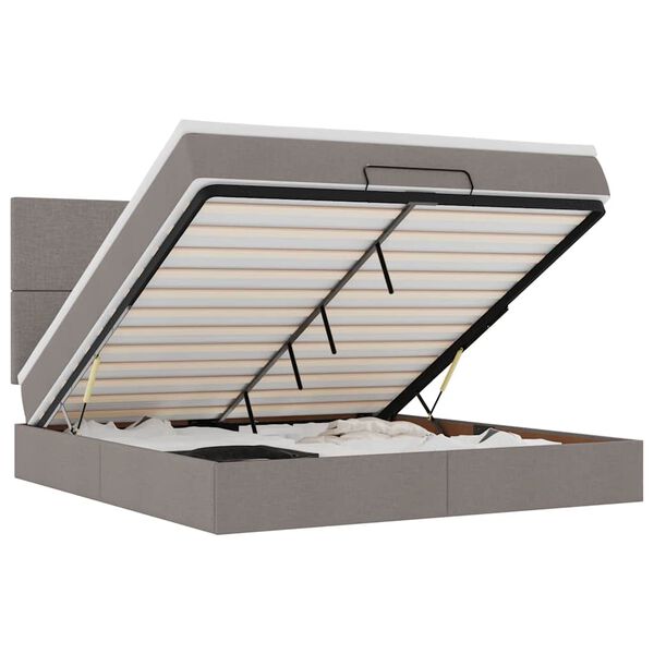 vidaXL Ottoman r&uacute;m me&eth; d&yacute;nu Taupe 160x200cm Efni