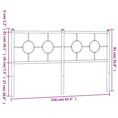 vidaXL Höfuðgafl úr Málmi Svartur 150 cm