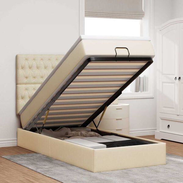 vidaXL Ottoman r&uacute;mgrind me&eth; d&yacute;nukremi 90x190 cm Efni