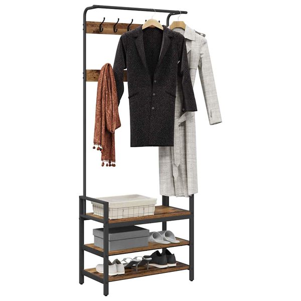 vidaXL Fatahengi Gamalt timbur 75 x 34 x 184 cm Samsettur vi&eth;ur