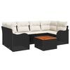 vidaXL Gar&eth;s&oacute;fa sett me&eth; p&uacute;&eth;i 7 pcs Svartur p&oacute;l&yacute;rattan