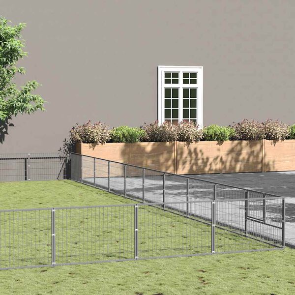 vidaXL Hundabyrgi Silfur 100 m&sup2; St&aacute;l