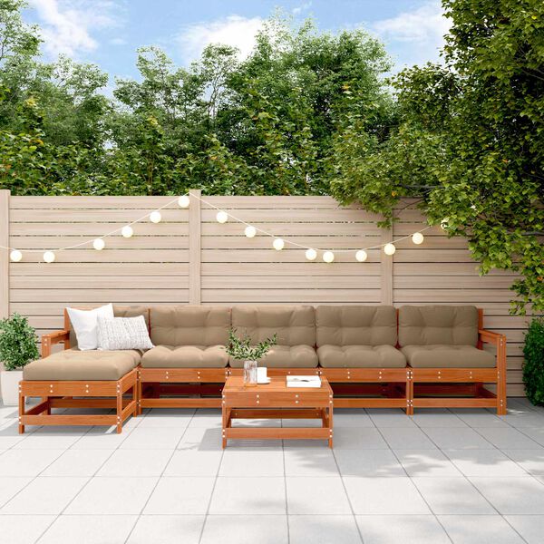 vidaXL Gar&eth;setustofa 6 pcs VaxBr&uacute;nn Mass&iacute;ft furuvi&eth;