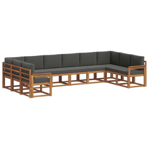 vidaXL &Uacute;ti s&oacute;fasett me&eth; p&uacute;&eth;i 10 pcs N&aacute;tt&uacute;rulegt og Antrac&iacute;t