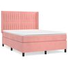 vidaXL H&oacute;lfa&eth; Springr&uacute;m me&eth; D&yacute;nu Bleikur 140x190 cm Flauel