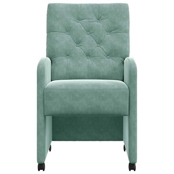 vidaXL Matsalstólar með hjólum 2 pcs sea green 58 x 67 x 97 cm Flauel