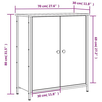 vidaXL Skenkur Reyktóna Eikarlitur 70x30x80 cm Samsettur Viður