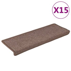 vidaXL Stigamottur 15 stk 65x21x4 cm brúnar rétthyrndar brúnir