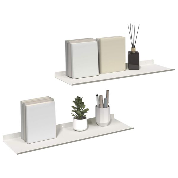 vidaXL Flj&oacute;tandi skrifbor&eth; Vegghengt 2 pcs Hv&iacute;t 60 x 18 x 2,5 cm St&aacute;l