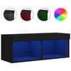 vidaXL Sj&oacute;nvarpssk&aacute;pur me&eth; LED lj&oacute;sum Svartur 80x30x30 cm