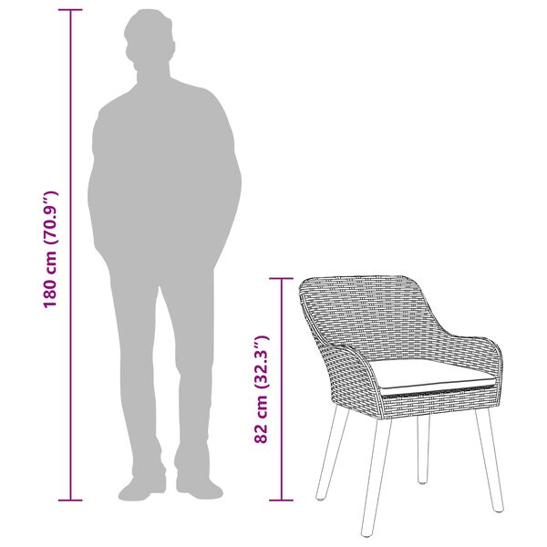 vidaXL Gar&eth;ur bor&eth;sett me&eth; p&uacute;&eth;i 7 pcs Gr&aacute;r p&oacute;l&yacute;rattan