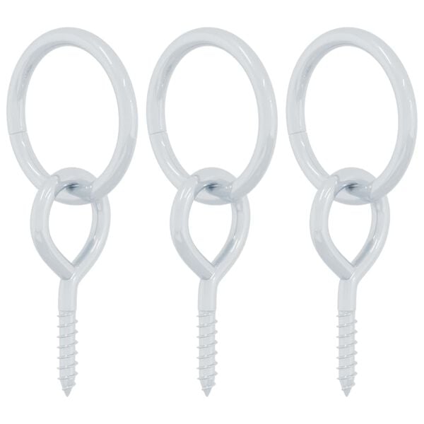 vidaXL Hestat&yacute;fingahringir me&eth; Augnskr&uacute;fum 3 stk Silfurst&aacute;l