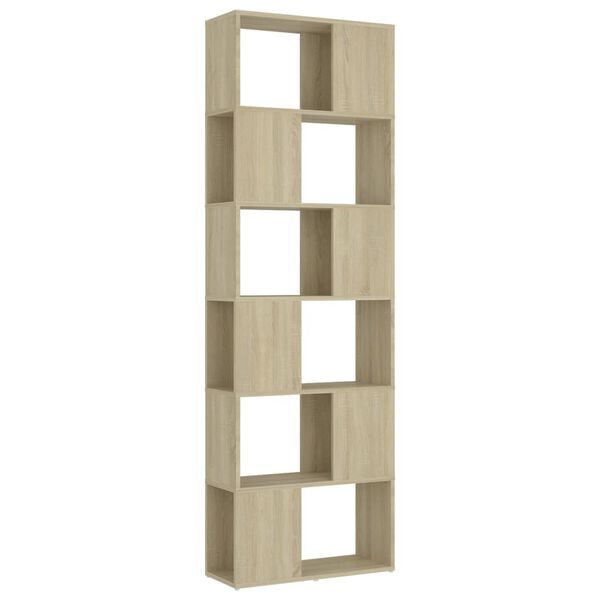 vidaXL Bókahilla/Skilrúm Sonoma Eik 60x24x186 cm Samsettur Viður