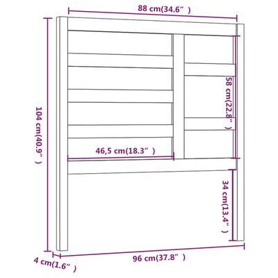 vidaXL Höfðagafl fyrir Rúm Grár 96x4x104 cm Gegnheil Fura