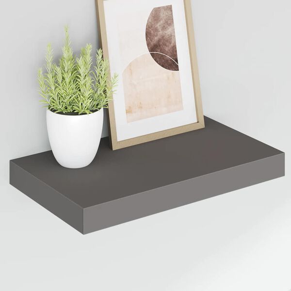 vidaXL Vegghengdar Hillur 2 stk. H&aacute;glans Gr&aacute;ar 40x23x3,8 cm MDF