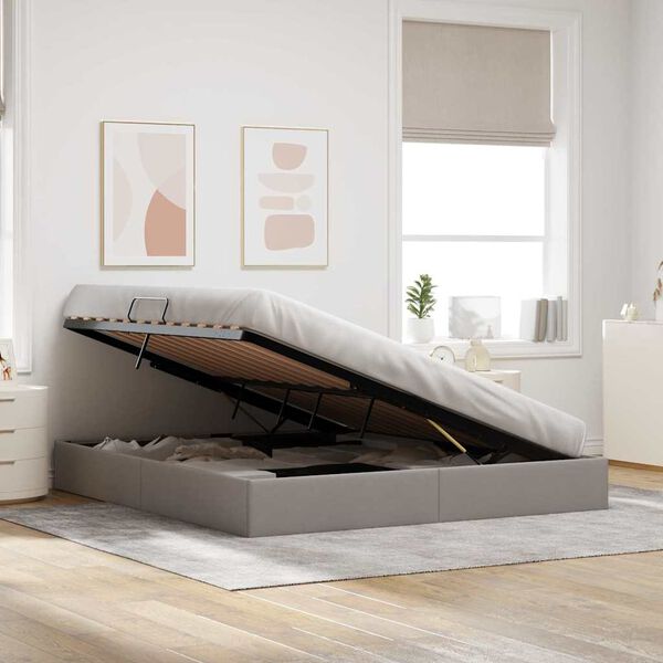 vidaXL Geymslu R&uacute;m me&eth; d&yacute;nu me&eth; h&ouml;fu&eth;gafl M&oacute;gr&aacute;r 160 x 200 cm d&uacute;kur