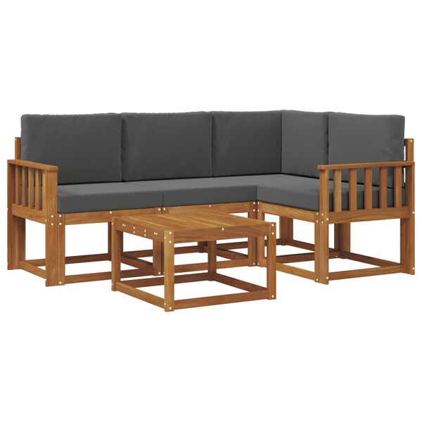 vidaXL &Uacute;ti s&oacute;fasett me&eth; p&uacute;&eth;i 5 pcs N&aacute;tt&uacute;rulegt og Antrac&iacute;t