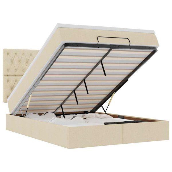 vidaXL Ottoman r&uacute;m me&eth; d&yacute;nukremi 140x190cm Efni