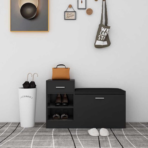 vidaXL Sk&oacute;bekkur Svartur 94,5x31x57 cm Samsettur Vi&eth;ur