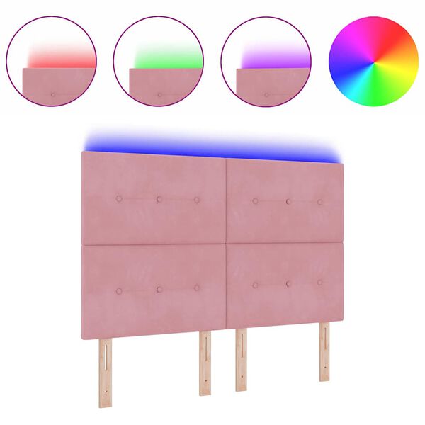 vidaXL H&ouml;f&eth;agafl Me&eth; LED r&aelig;ma lj&oacute;sum Stillanlegur Bleikur 72 cm Flauel