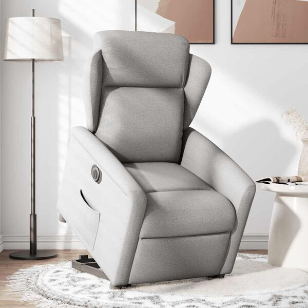 vidaXL Electric Stand up Recliner stóll Cloud Grey Efni