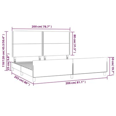 vidaXL Rúmgrind með Höfuðgafli Grár 200x200 cm Gervileður