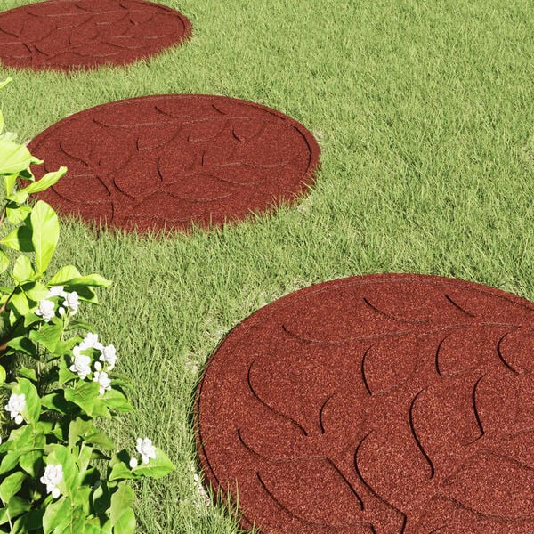 vidaXL Stepping Steinn 6 pcs Rau&eth;ur &Oslash; 44 x 2 cm G&uacute;mm&iacute;