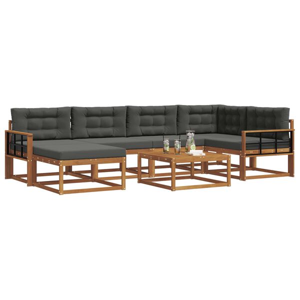 vidaXL &Uacute;ti s&oacute;fasett me&eth; p&uacute;&eth;i 7 pcs N&aacute;tt&uacute;rulegt og Antrac&iacute;t