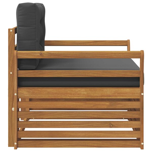 vidaXL &Uacute;ti s&oacute;fasett Solid Akas&iacute;uskei&eth; og P&oacute;lyester N&aacute;tt&uacute;rulegur