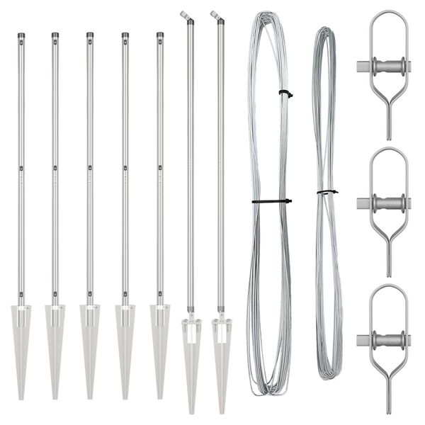 vidaXL Girðingarpóstar 7 pcs Silfur Ø32mm 160 cm Sinkhúðað stál