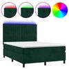 vidaXL H&oacute;lfa&eth; Springr&uacute;m me&eth; D&yacute;nu&LED D&ouml;kkgr&aelig;nt 140x190 cm Flauel