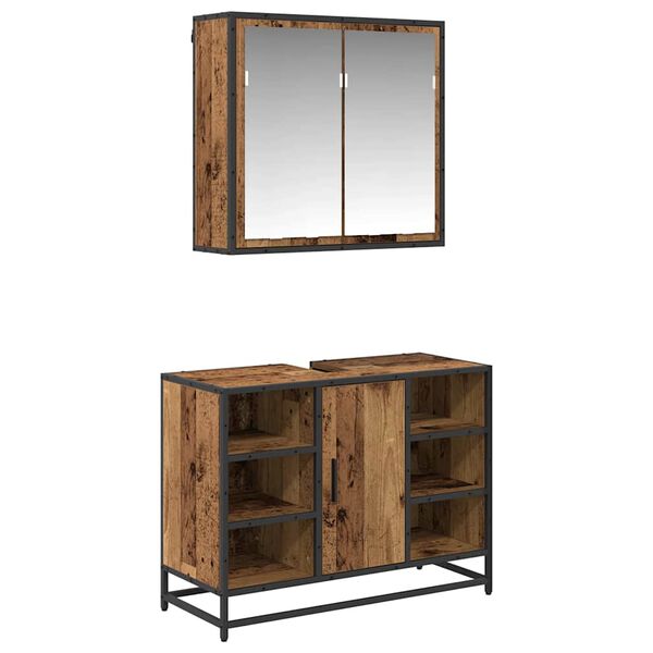 vidaXL Ba&eth;herbergismublasett 2 pcs Gamall vi&eth;ur Samsettur vi&eth;ur