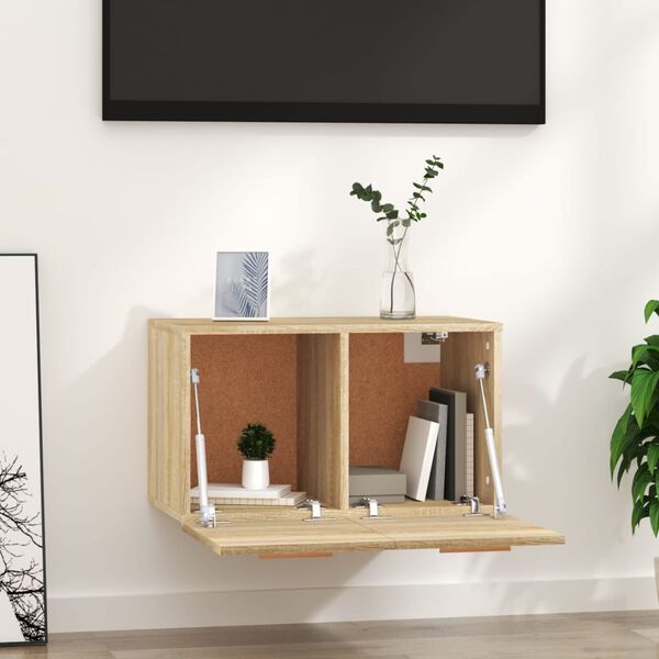 vidaXL Veggsk&aacute;pur Sonoma Eik 60x36,5x35 cm Samsettur Vi&eth;ur