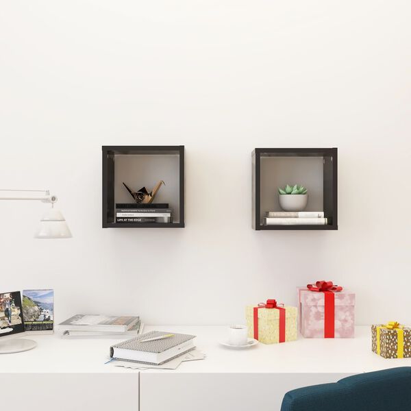 vidaXL Veggfestar Kubbahillur 2 stk. Gr&aacute;r 26x15x26 cm