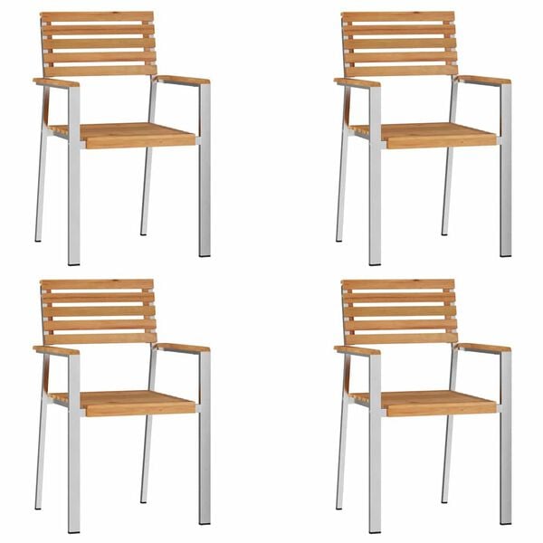 vidaXL Gar&eth;st&oacute;ll 4 pcs Ol&iacute;u n&aacute;tt&uacute;rulegt Solid teak vi&eth;ur
