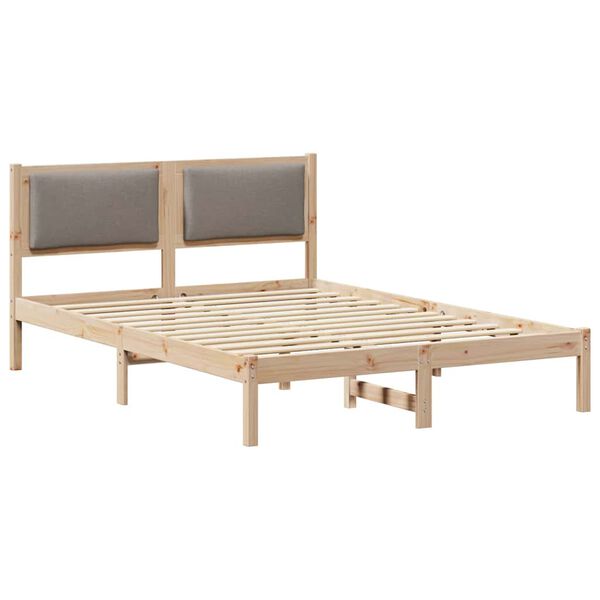 vidaXL Ramsv&iacute;k me&eth; h&ouml;fu&eth;gafl M&oacute;gr&aacute;r 135 x 190 cm Solid furuhikk