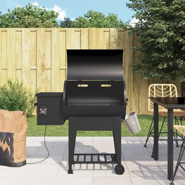 vidaXL K&ouml;gglagrill me&eth; Botnhillu Svartur 94 cm J&aacute;rn