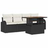 vidaXL Gar&eth;s&oacute;fa sett me&eth; geymslu 5 pcs Svartur Poly rattan