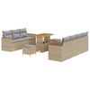 vidaXL Gar&eth;s&oacute;fa sett me&eth; p&uacute;&eth;i 14 pcs Beige og lj&oacute;sgr&aacute;r p&oacute;l&yacute;rattan