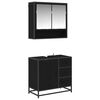 vidaXL Ba&eth;herbergismublasett 2 pcs Svartur Eik Samsettur vi&eth;ur