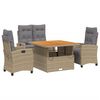 vidaXL 4 Hluta Gar&eth;bor&eth;stofusett me&eth; Sessum Drappa&eth; P&oacute;l&yacute;rattan