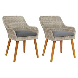 vidaXL Gar&eth;st&oacute;ll me&eth; p&uacute;&eth;i 2 pcs Lj&oacute;sgr&aacute;r 55 x 62.5 x 82 cm p&oacute;l&yacute;rattan