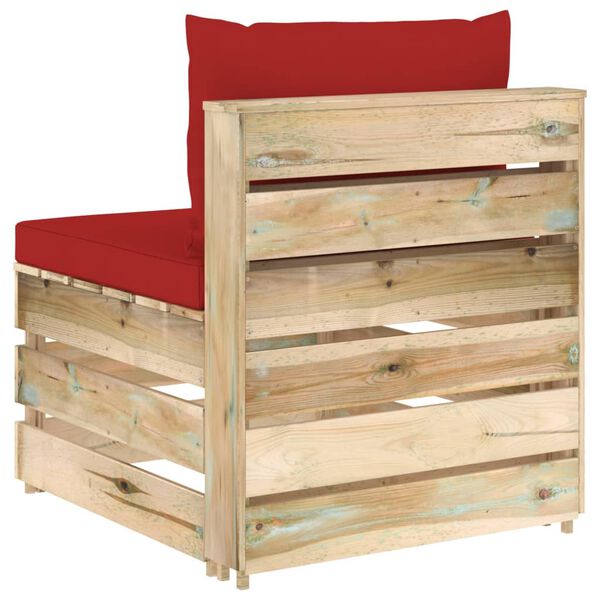 vidaXL Miðjusófaeining með Sessum Grænn Gagnvarinn Viður