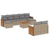vidaXL 10 Hluta Gar&eth;s&oacute;fasett me&eth; Sessum Drappa&eth; P&oacute;l&yacute;rattan