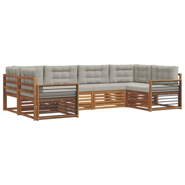 vidaXL &Uacute;ti s&oacute;fasett 6 pcs N&aacute;tt&uacute;rulegt og Lj&oacute;st Gr&aacute;tt Hrein akas&iacute;utr&eacute;