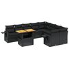 vidaXL 10 Hluta Gar&eth;h&uacute;sgagnasett me&eth; Sessum Svart P&oacute;l&yacute;rattan