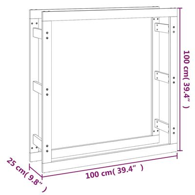  vidaXL Eldiviðarrekki Grár 100x25x100 cm Gegnheil Fura