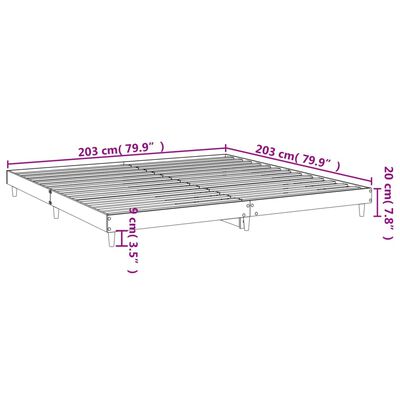 vidaXL Rúmgrind Sonoma Eik 200x200 cm Samsettur Viður